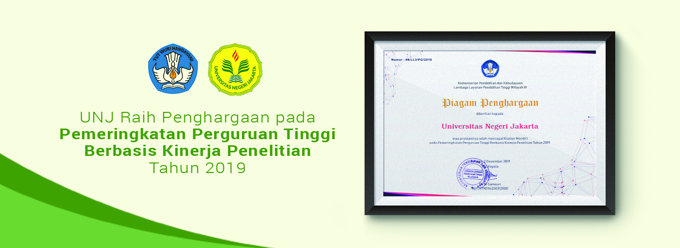 UNJ raih penghargaan Pemeringkatan Perguruan Tinggi Berbasis Kinerja Penelitian 2019