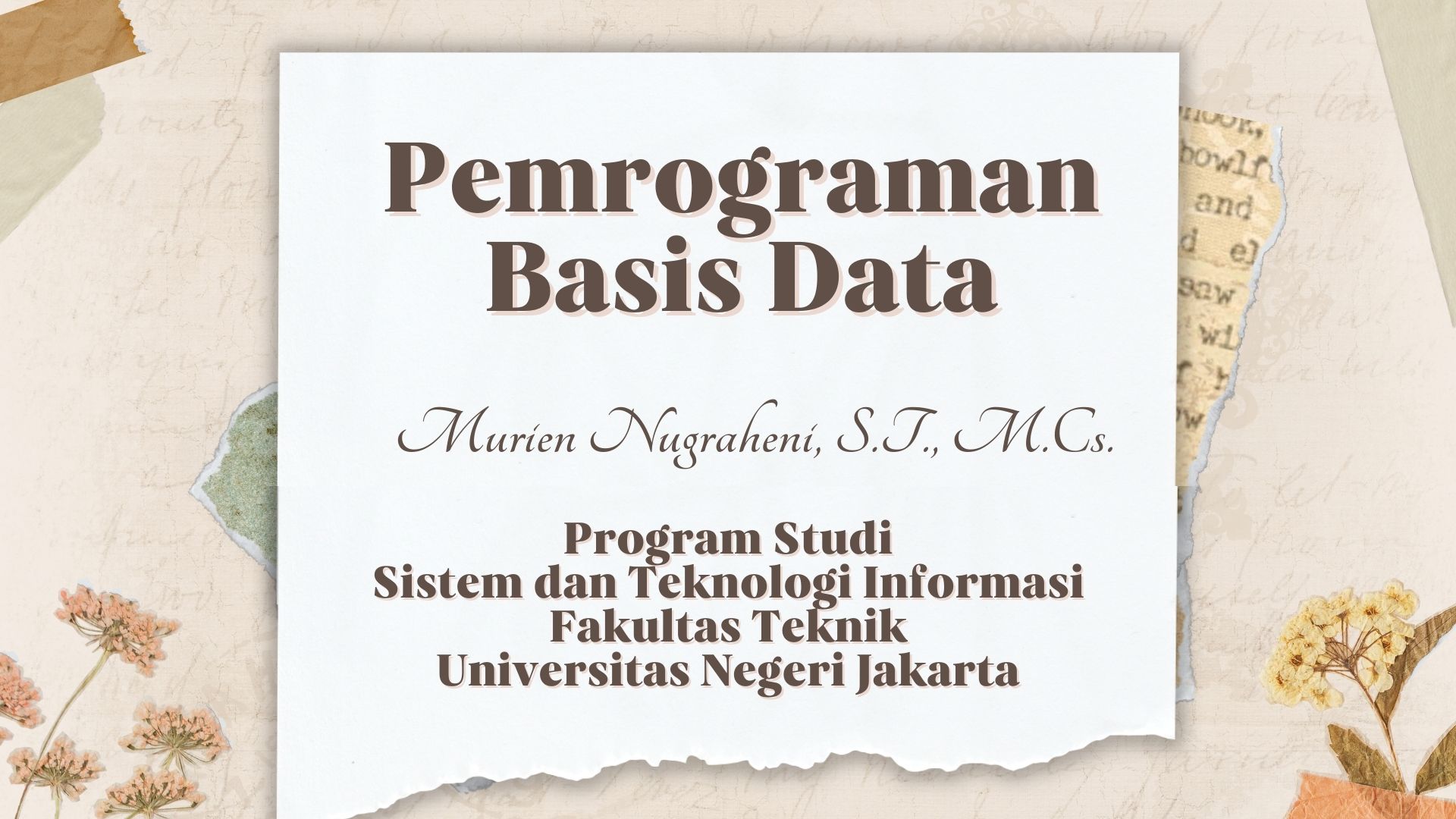 Pemrograman Basis Data [S-4 Reg]